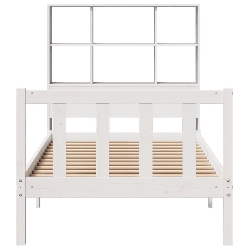 Bookcase Bed without Mattress White 90x190 cm Single Solid Wood Pine