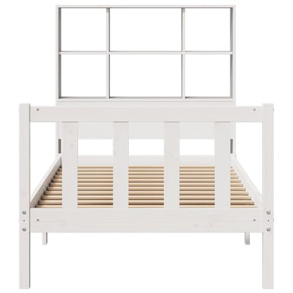 Bookcase Bed without Mattress White 90x190 cm Single Solid Wood Pine