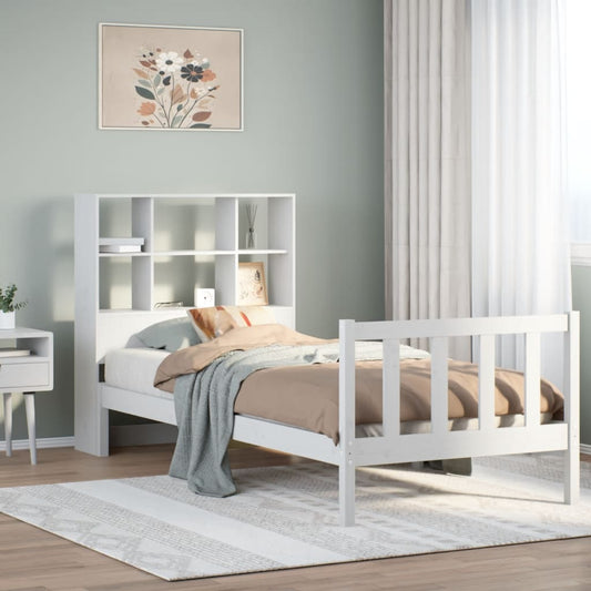 Bookcase Bed without Mattress White 90x190 cm Single Solid Wood Pine