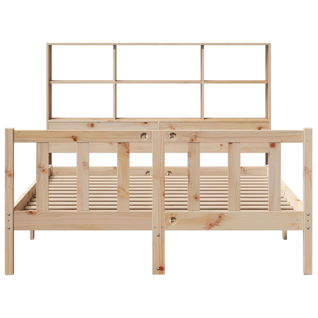 Bookcase Bed without Mattress 140x190 cm Solid Wood Pine