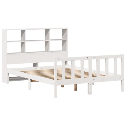 Bookcase Bed without Mattress White 140x190 cm Solid Wood Pine