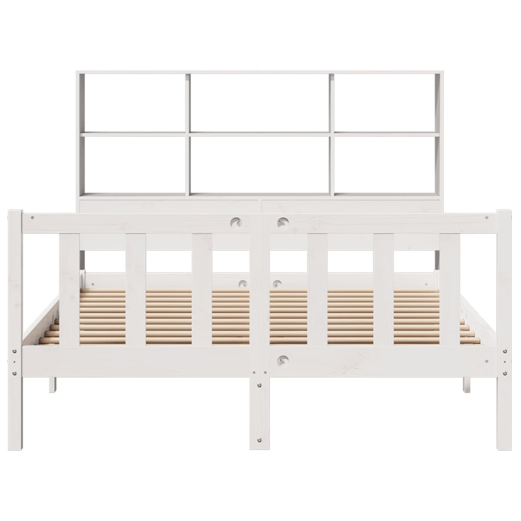 Bookcase Bed without Mattress White 140x190 cm Solid Wood Pine