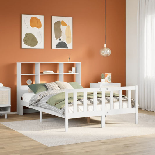 Bookcase Bed without Mattress White 120x200 cm Solid Wood Pine