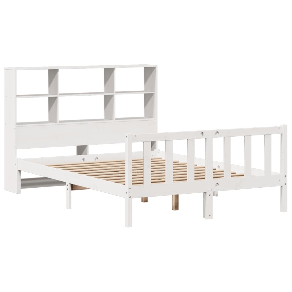 Bookcase Bed without Mattress White 140x200 cm Solid Wood Pine