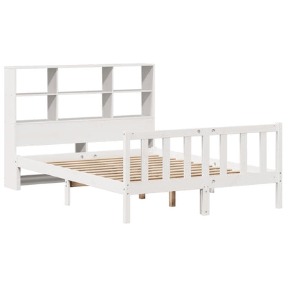 Bookcase Bed without Mattress White 140x200 cm Solid Wood Pine