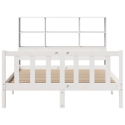 Bookcase Bed without Mattress White 140x200 cm Solid Wood Pine