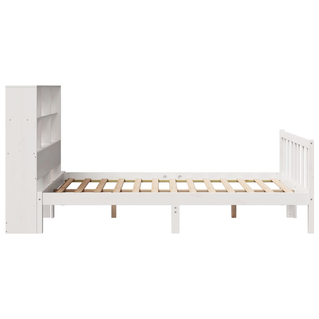 Bookcase Bed without Mattress White 140x200 cm Solid Wood Pine