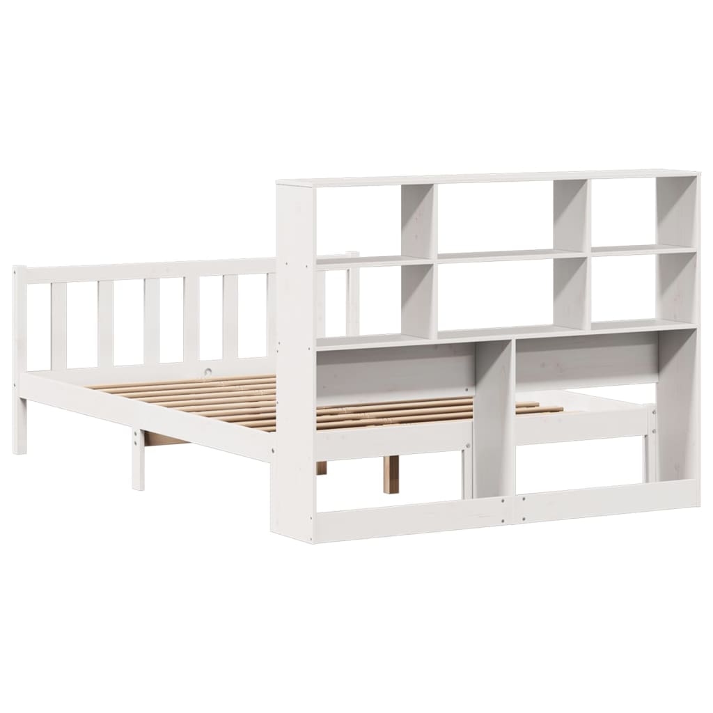 Bookcase Bed without Mattress White 140x200 cm Solid Wood Pine
