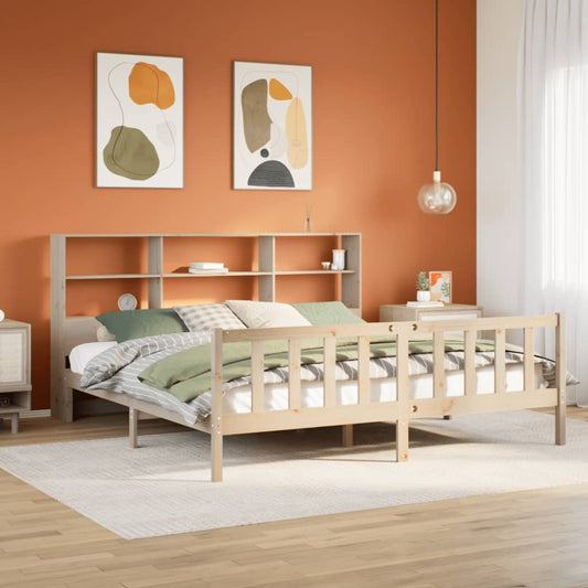 Bookcase Bed without Mattress 180x200 cm Super King Solid Wood Pine