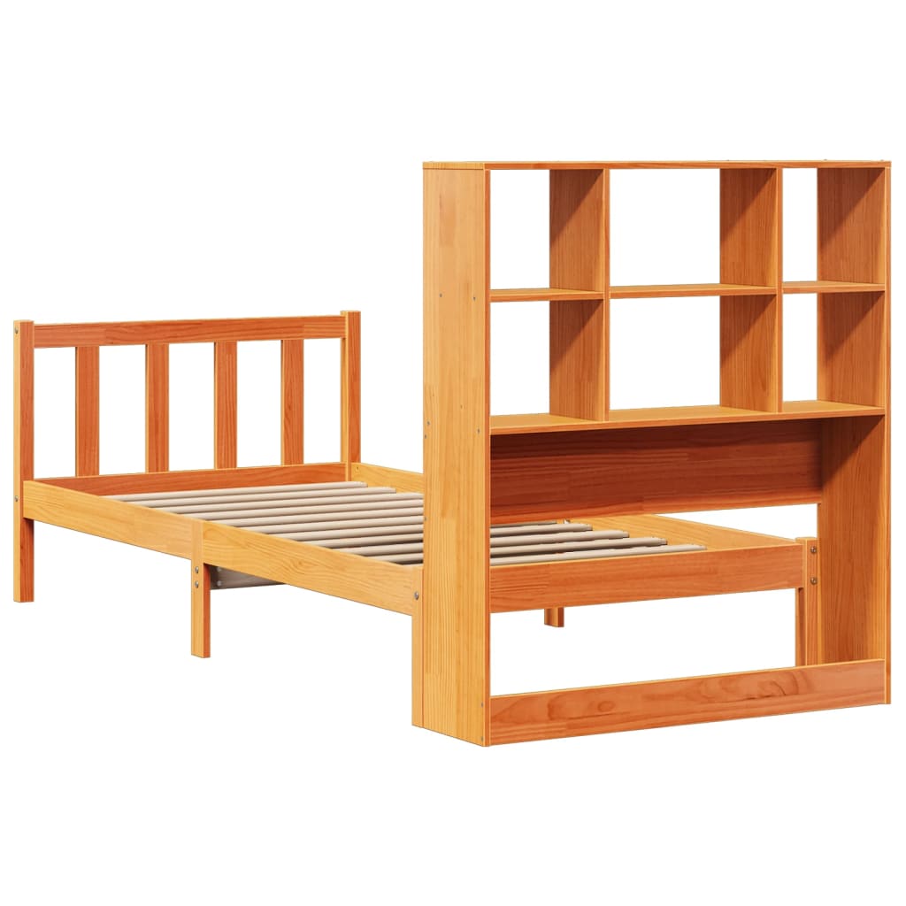Bookcase Bed without Mattress Wax Brown 90x190 cm Single Solid Wood Pine
