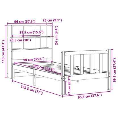 Bookcase Bed without Mattress Wax Brown 90x190 cm Single Solid Wood Pine