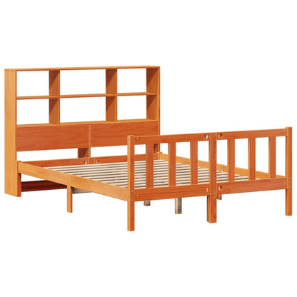 Bookcase Bed without Mattress Wax Brown 120x190 cm Small Double Solid Wood Pine