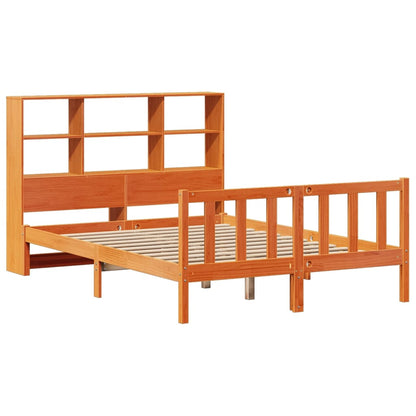 Bookcase Bed without Mattress Wax Brown 135x190 cm Double Solid Wood Pine