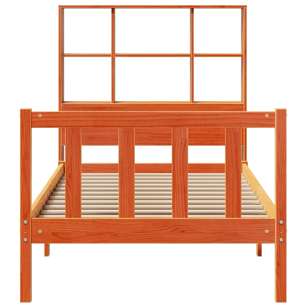 Bookcase Bed without Mattress Wax Brown 100x200 cm Solid Wood Pine