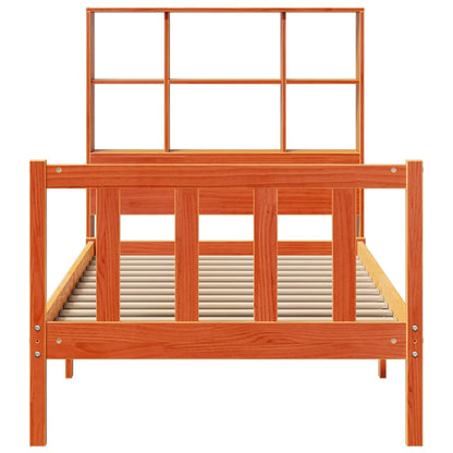 Bookcase Bed without Mattress Wax Brown 100x200 cm Solid Wood Pine