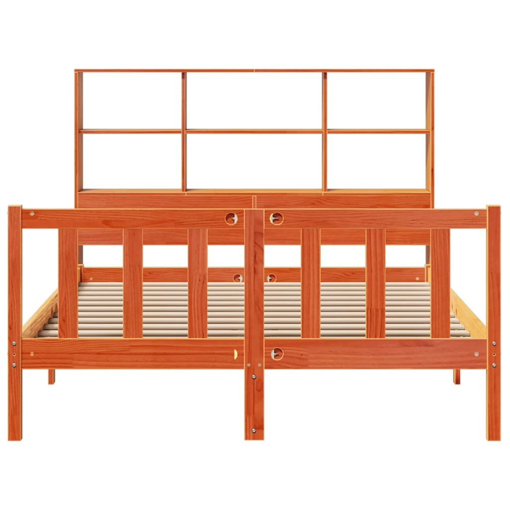 Bookcase Bed without Mattress Wax Brown 140x200 cm Solid Wood Pine