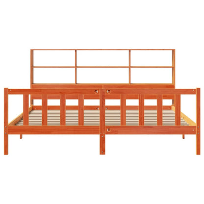 Bookcase Bed without Mattress Wax Brown 180x200 cm Super King Solid Wood Pine