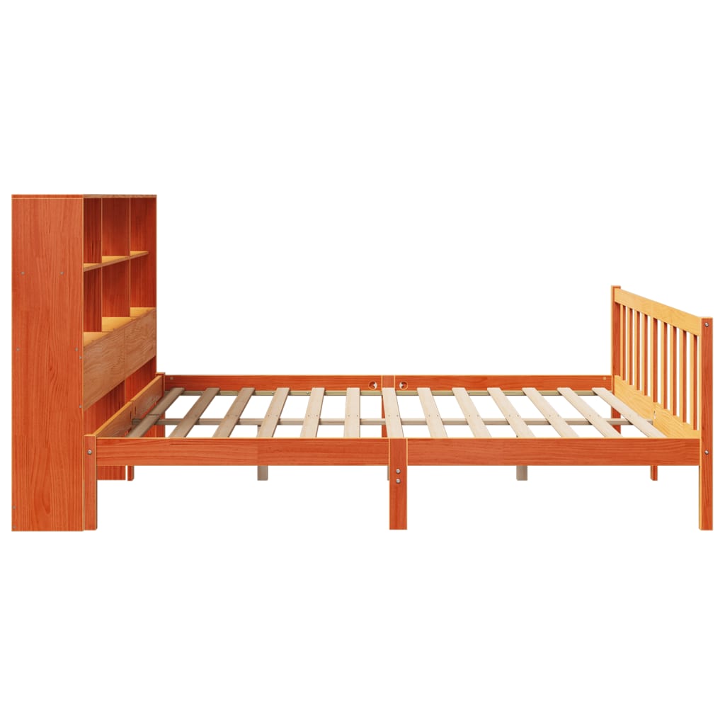 Bookcase Bed without Mattress Wax Brown 180x200 cm Super King Solid Wood Pine