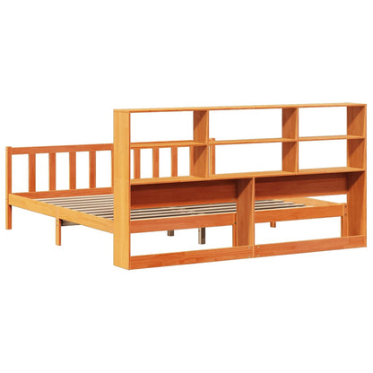 Bookcase Bed without Mattress Wax Brown 180x200 cm Super King Solid Wood Pine