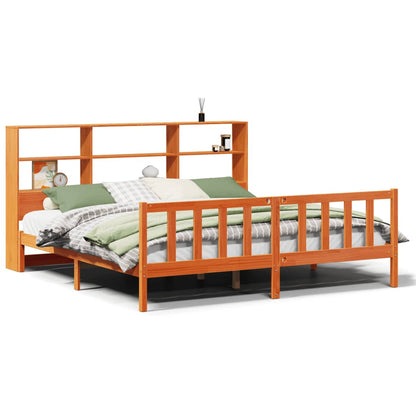 Bookcase Bed without Mattress Wax Brown 200x200 cm Solid Wood Pine