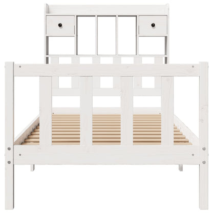 Bookcase Bed without Mattress White 90x190 cm Single Solid Wood Pine