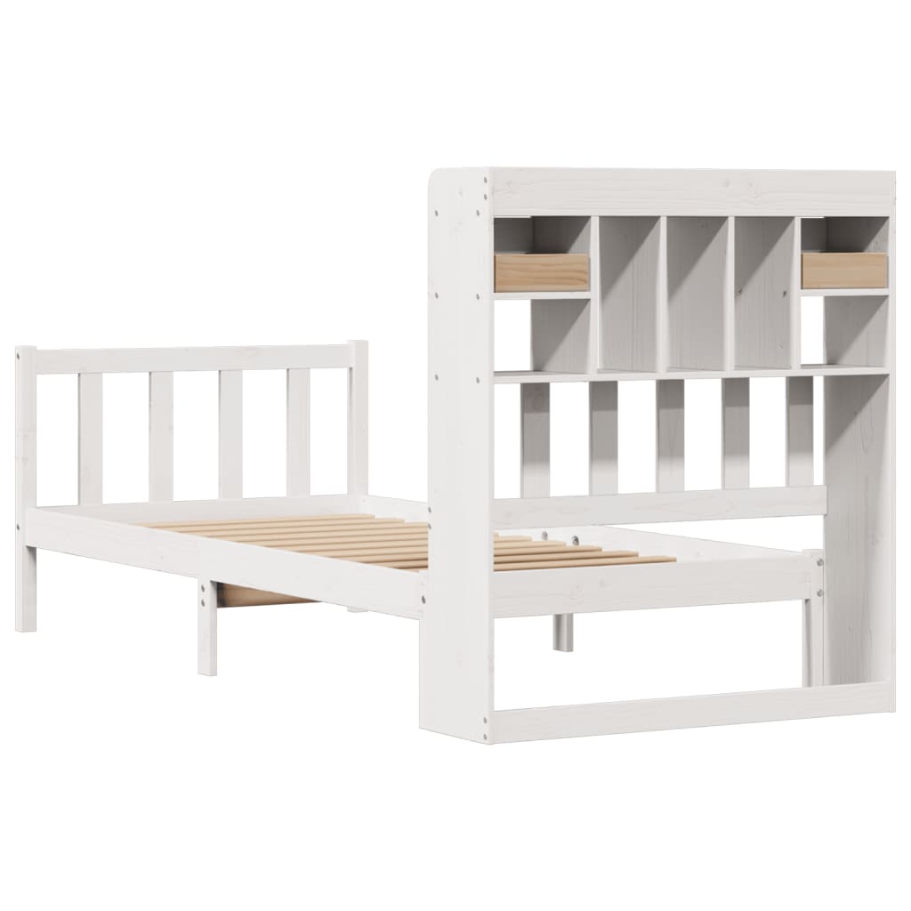 Bookcase Bed without Mattress White 90x190 cm Single Solid Wood Pine