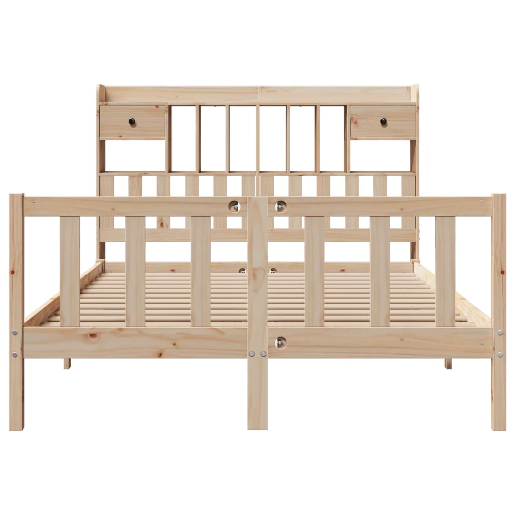 Bookcase Bed without Mattress 140x190 cm Solid Wood Pine