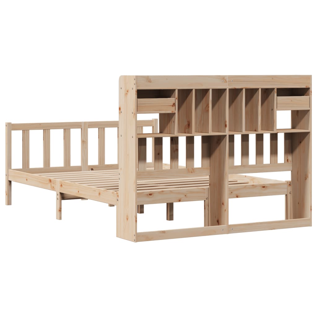 Bookcase Bed without Mattress 140x190 cm Solid Wood Pine