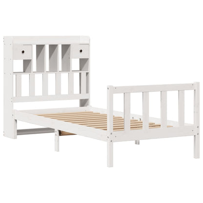 Bookcase Bed without Mattress White 90x200 cm Solid Wood Pine