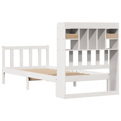 Bookcase Bed without Mattress White 90x200 cm Solid Wood Pine