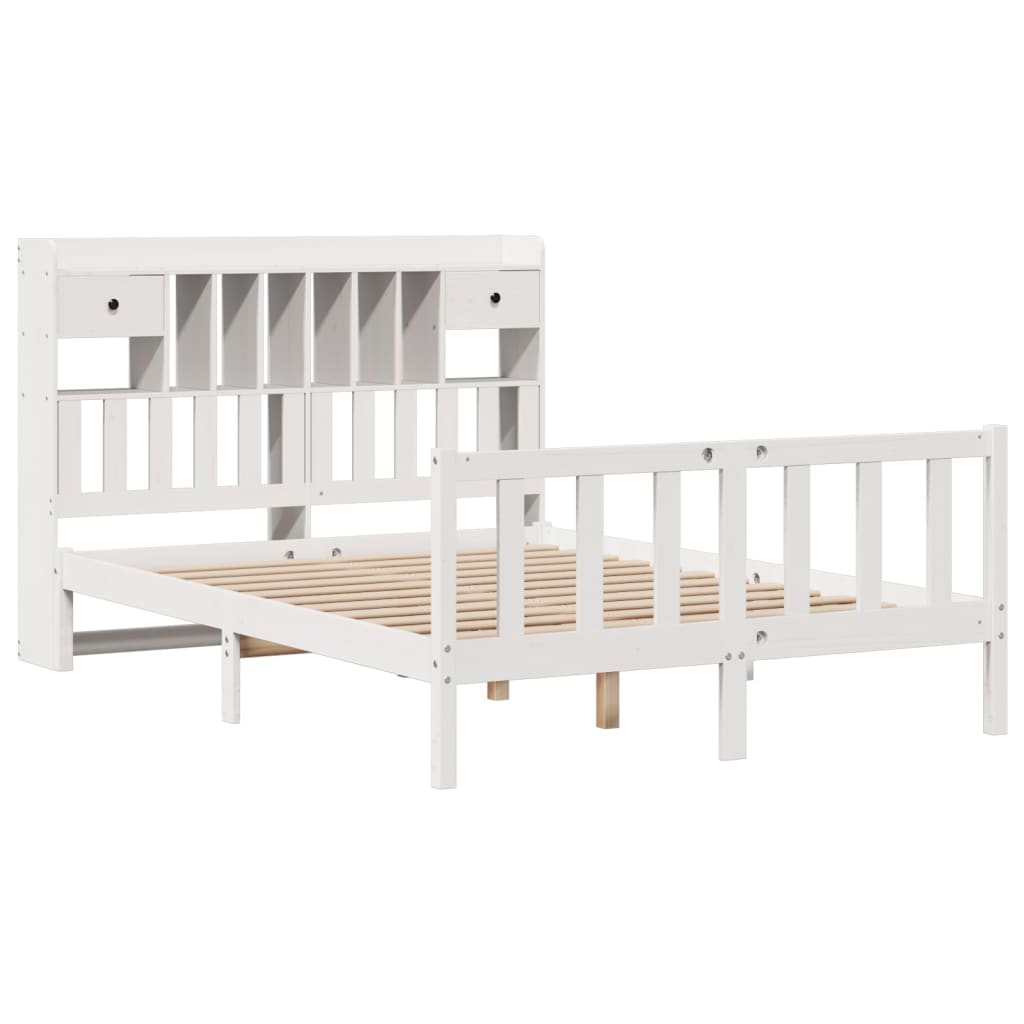 Bookcase Bed without Mattress White 140x200 cm Solid Wood Pine