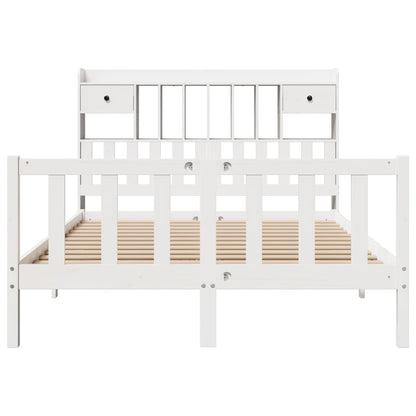 Bookcase Bed without Mattress White 140x200 cm Solid Wood Pine