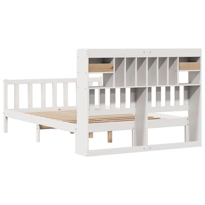 Bookcase Bed without Mattress White 140x200 cm Solid Wood Pine