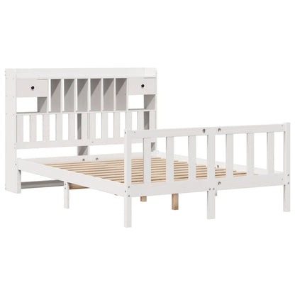 Bookcase Bed without Mattress White 160x200 cm Solid Wood Pine