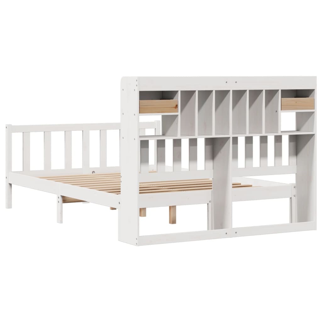 Bookcase Bed without Mattress White 160x200 cm Solid Wood Pine