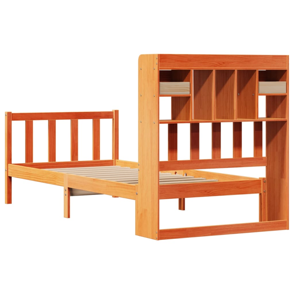Bookcase Bed without Mattress Wax Brown 100x200 cm Solid Wood Pine