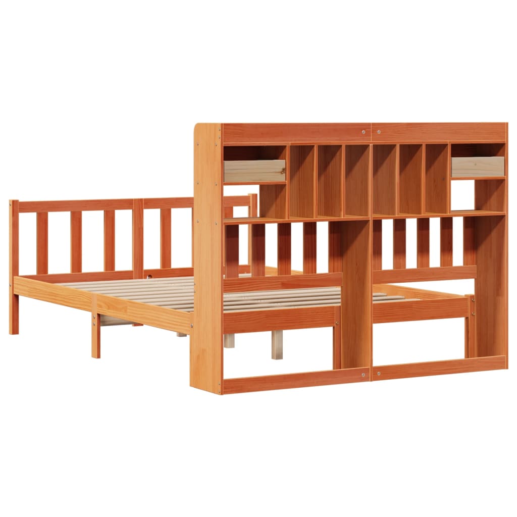 Bookcase Bed without Mattress Wax Brown 140x200 cm Solid Wood Pine
