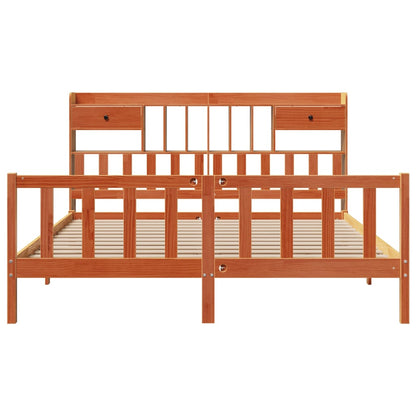 Bookcase Bed without Mattress Wax Brown 200x200 cm Solid Wood Pine
