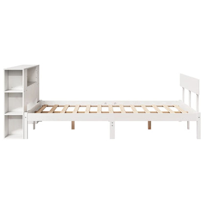 Bookcase Bed without Mattress White 135x190 cm Solid Wood Pine