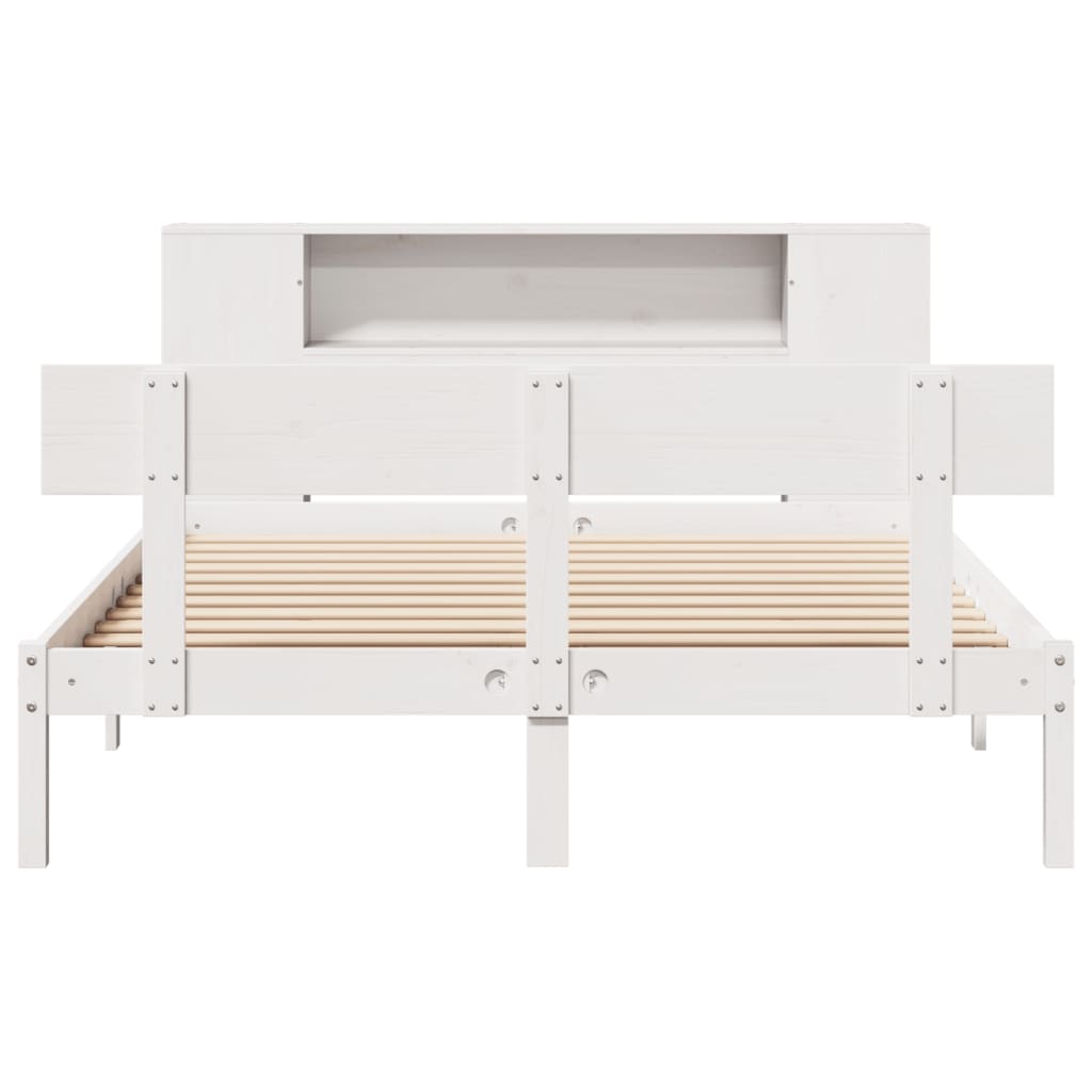 Bookcase Bed without Mattress White 140x190 cm Solid Wood Pine