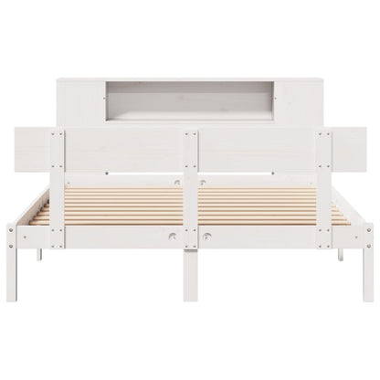 Bookcase Bed without Mattress White 140x190 cm Solid Wood Pine