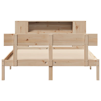 Bookcase Bed without Mattress 150x200 cm King Size Solid Wood Pine
