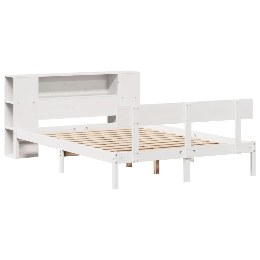 Bookcase Bed without Mattress White 160x200 cm Solid Wood Pine