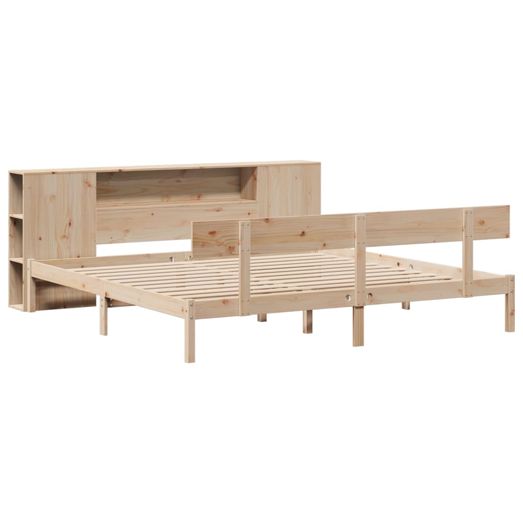 Bookcase Bed without Mattress 180x200 cm Super King Solid Wood Pine