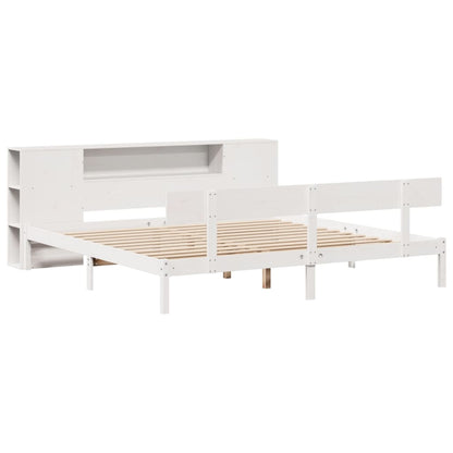 Bookcase Bed without Mattress White 180x200 cm Super King Solid Wood Pine