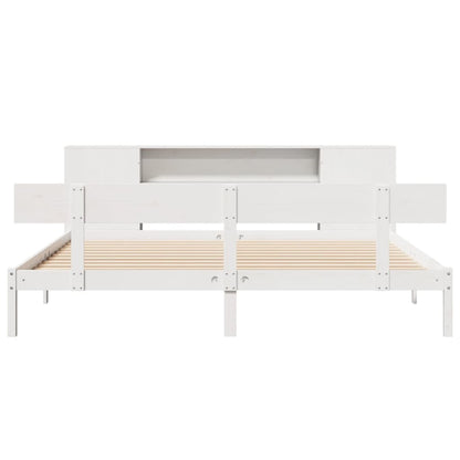 Bookcase Bed without Mattress White 180x200 cm Super King Solid Wood Pine