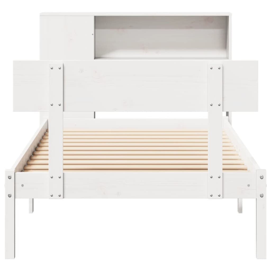 Bookcase Bed without Mattress White 75x190 cm Small Single Solid Wood Pine