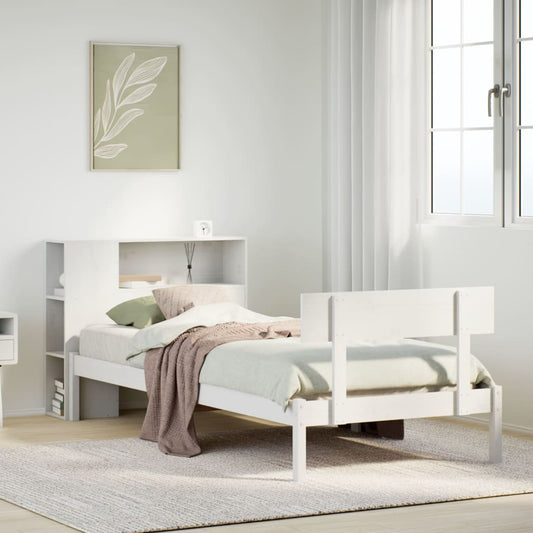 Bookcase Bed without Mattress White 75x190 cm Small Single Solid Wood Pine