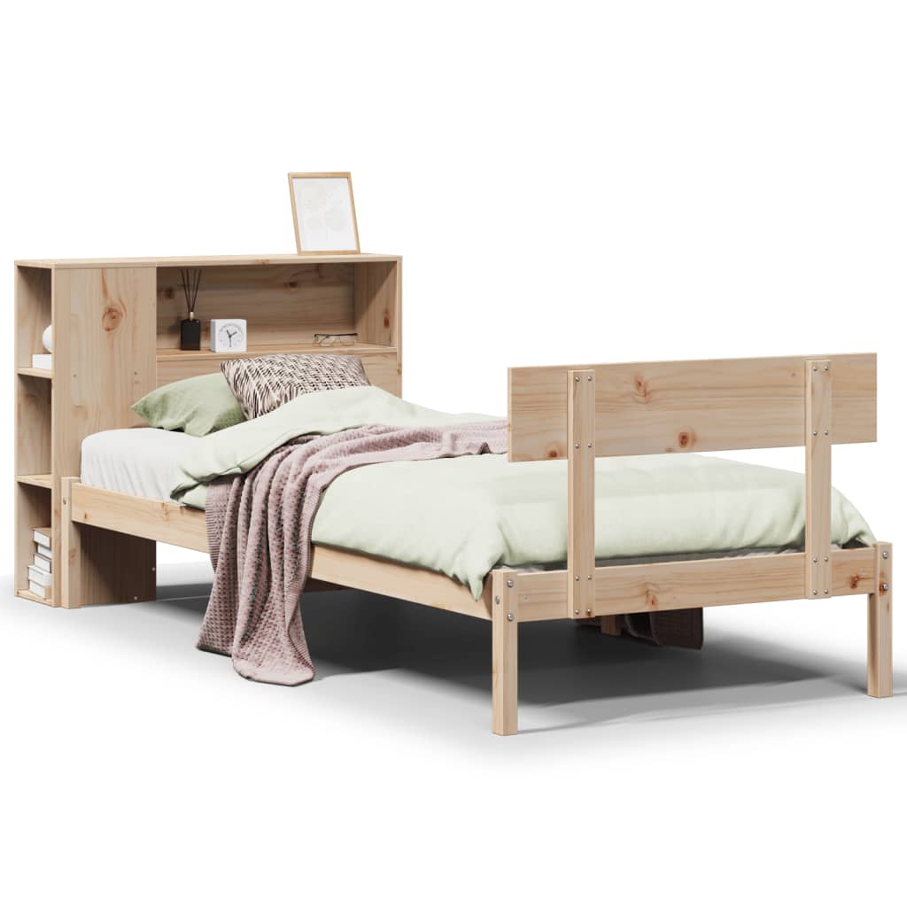 Bookcase Bed without Mattress 90x200 cm Solid Wood Pine