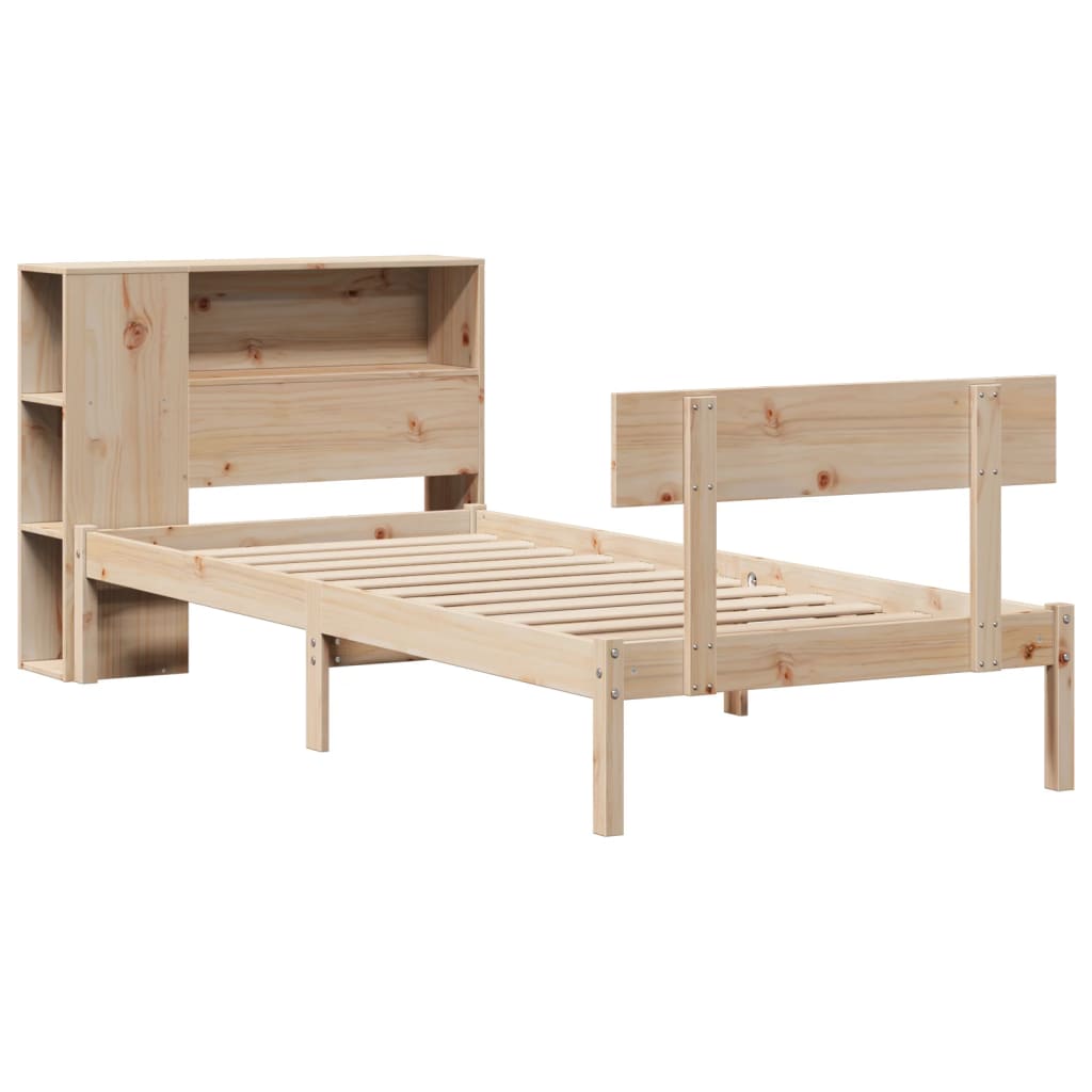 Bookcase Bed without Mattress 90x200 cm Solid Wood Pine